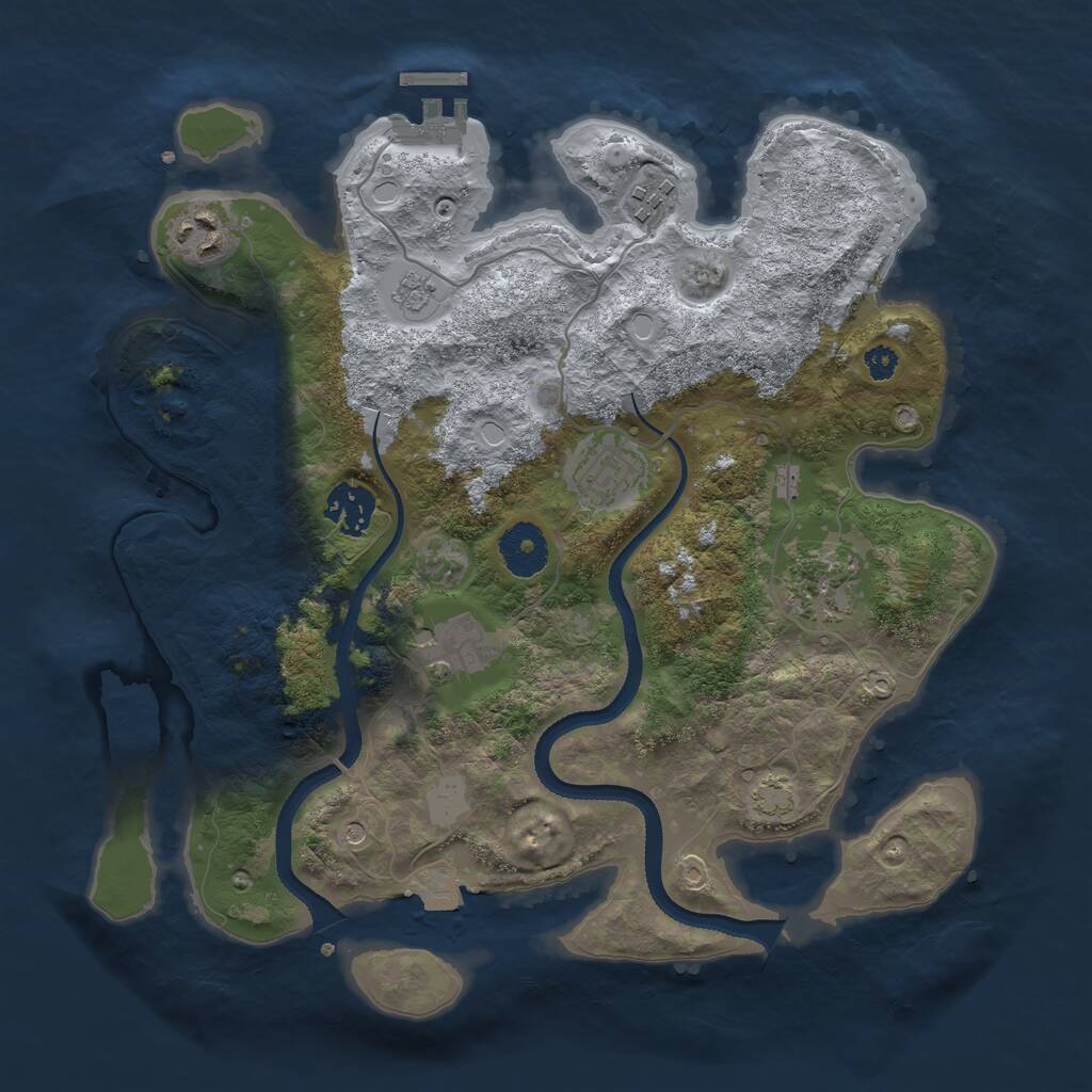 Rust Map: Procedural Map, Size: 3250, Seed: 75051, 11 Monuments