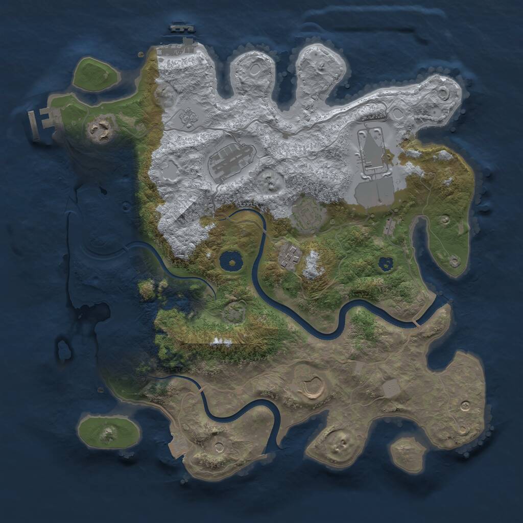 Rust Map: Procedural Map, Size: 3500, Seed: 863521, 12 Monuments