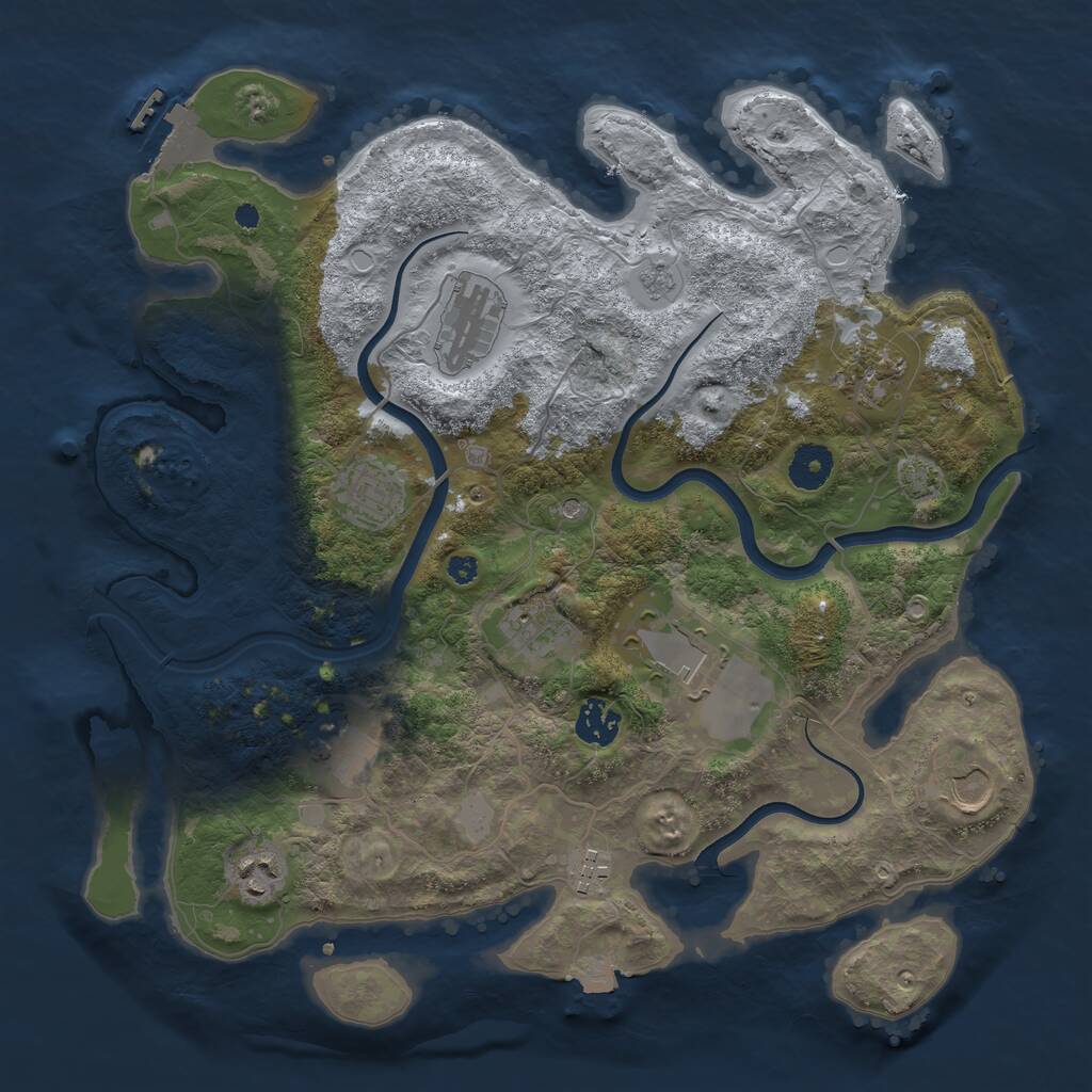 Rust Map: Procedural Map, Size: 3650, Seed: 75051, 15 Monuments