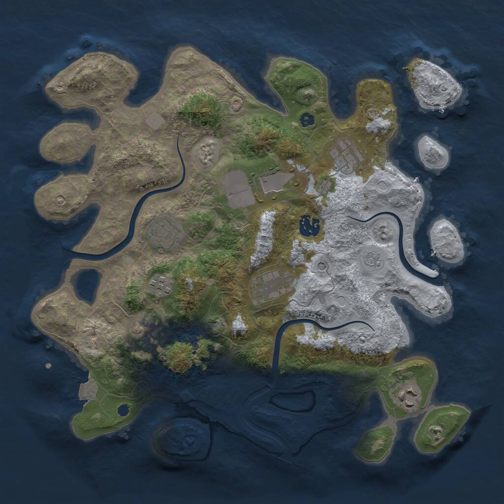 Rust Map: Procedural Map, Size: 3500, Seed: 1951729580, 12 Monuments