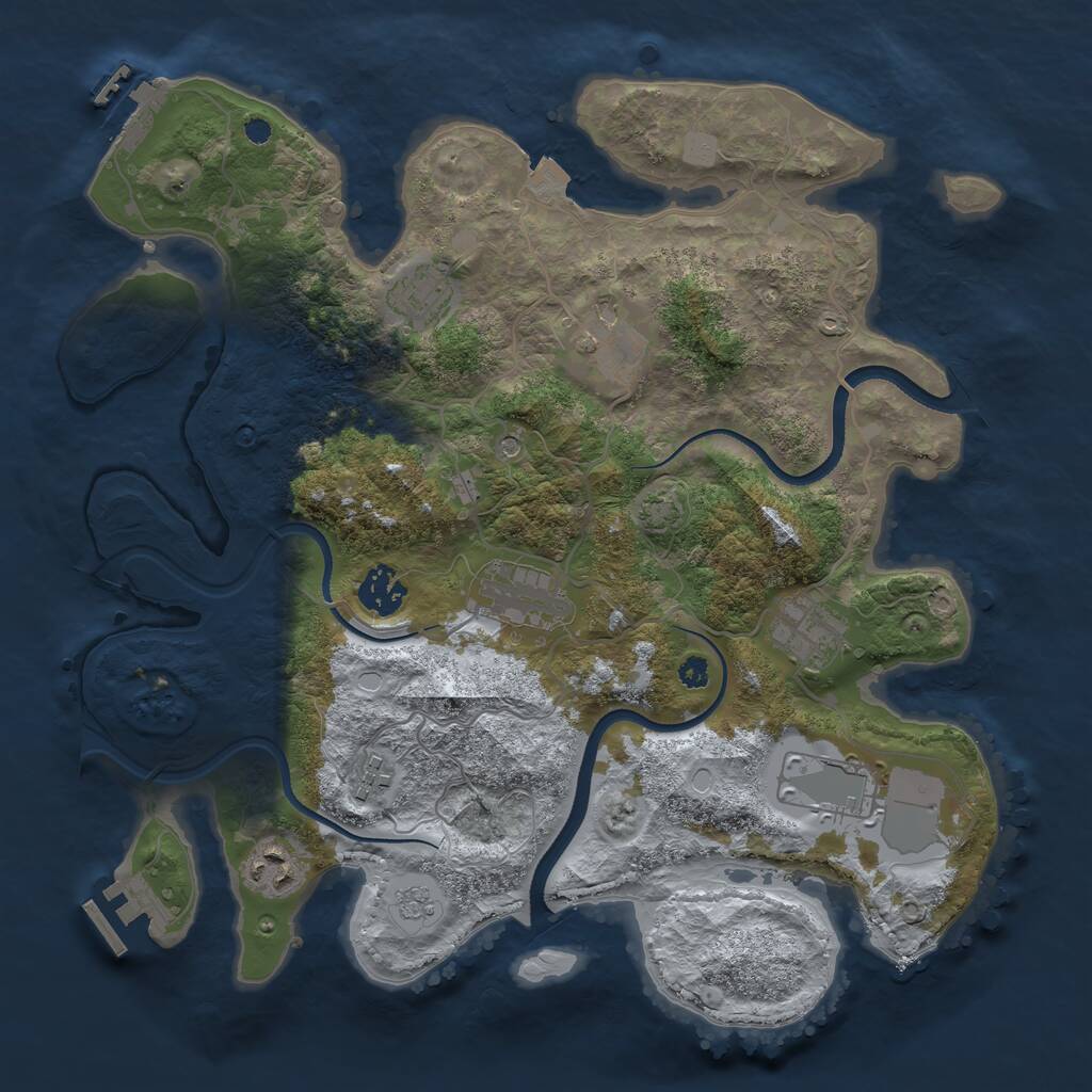 Rust Map: Procedural Map, Size: 3500, Seed: 953831569, 14 Monuments