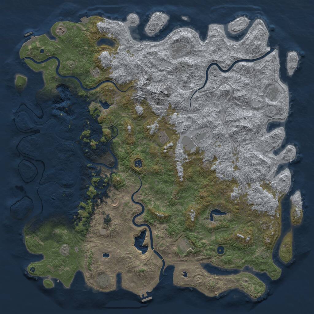Rust Map: Procedural Map, Size: 6000, Seed: 234575965, 17 Monuments