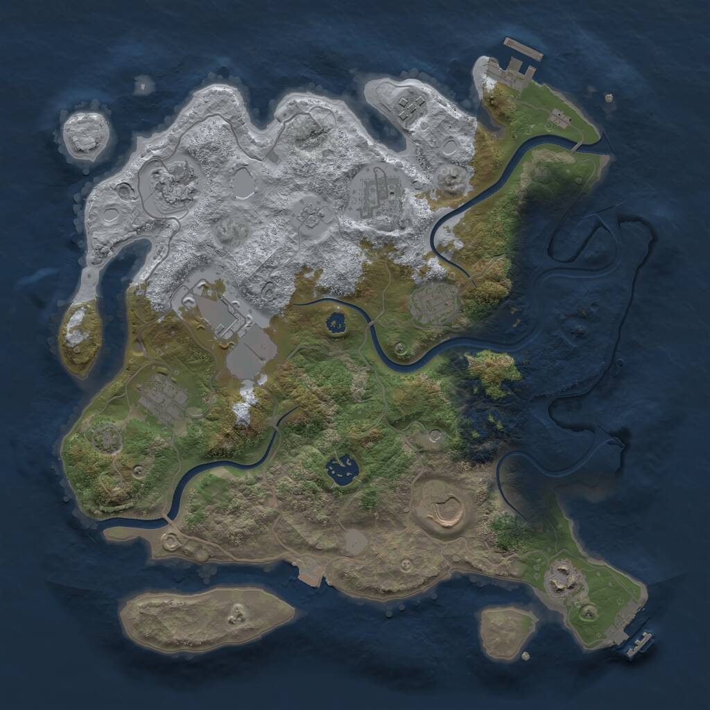 Rust Map: Procedural Map, Size: 3500, Seed: 843694821, 15 Monuments