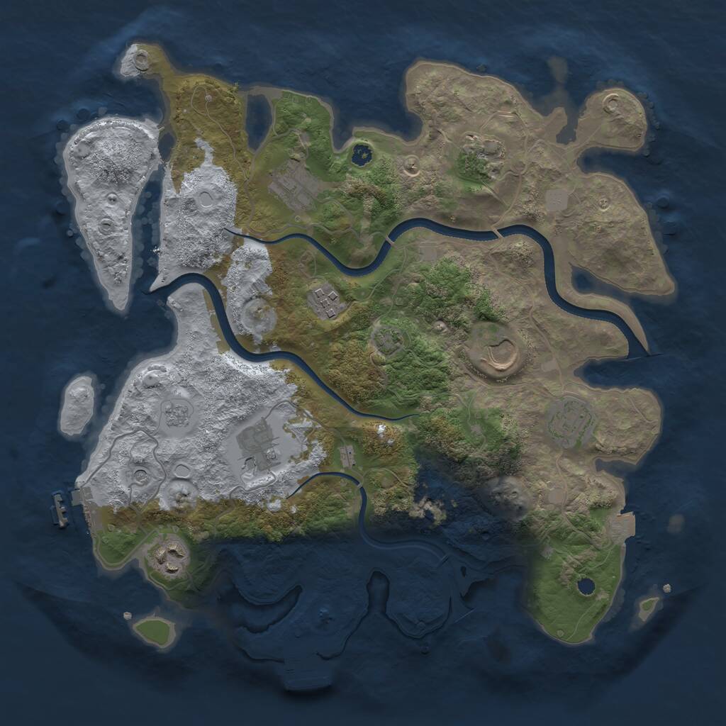 Rust Map: Procedural Map, Size: 3500, Seed: 579455547, 13 Monuments