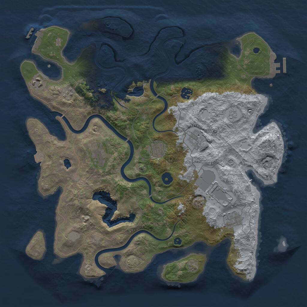Rust Map: Procedural Map, Size: 4000, Seed: 5501, 14 Monuments
