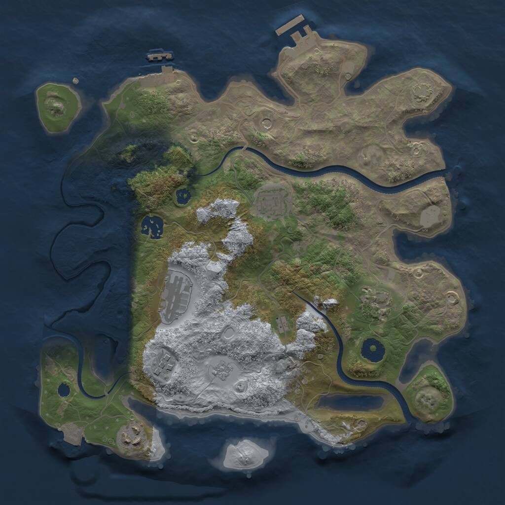 Rust Map: Procedural Map, Size: 3250, Seed: 1849609290, 12 Monuments