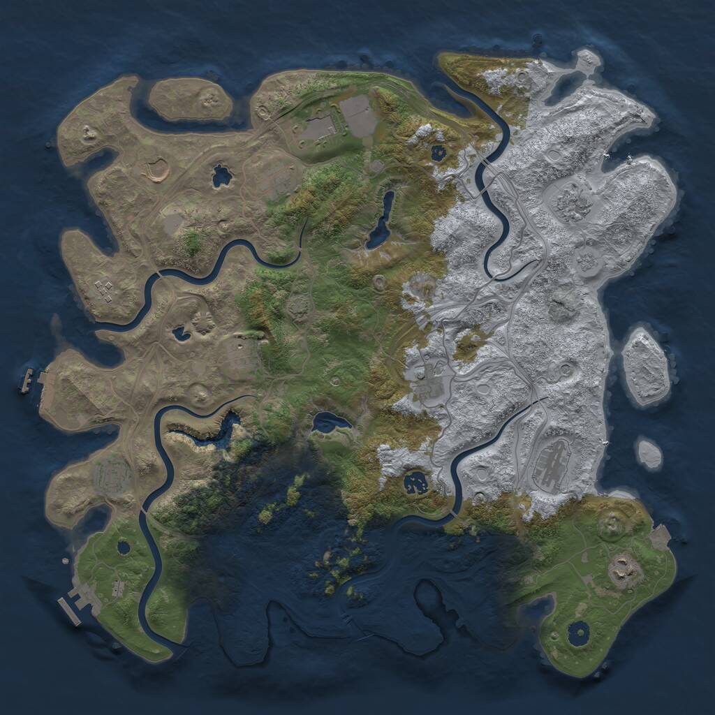 Rust Map: Procedural Map, Size: 4500, Seed: 1532225921, 17 Monuments