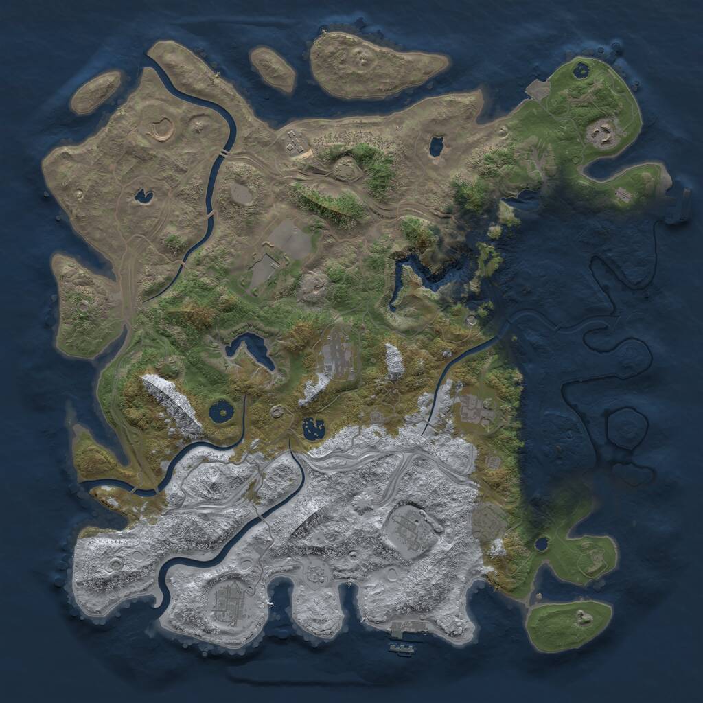 Rust Map: Procedural Map, Size: 4500, Seed: 93012298, 16 Monuments