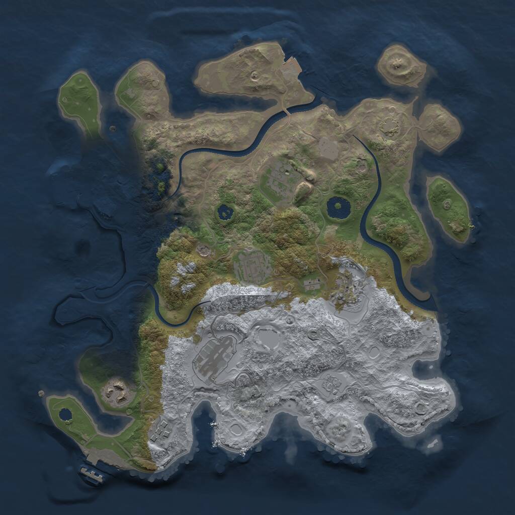 Rust Map: Procedural Map, Size: 3300, Seed: 1178939617, 12 Monuments