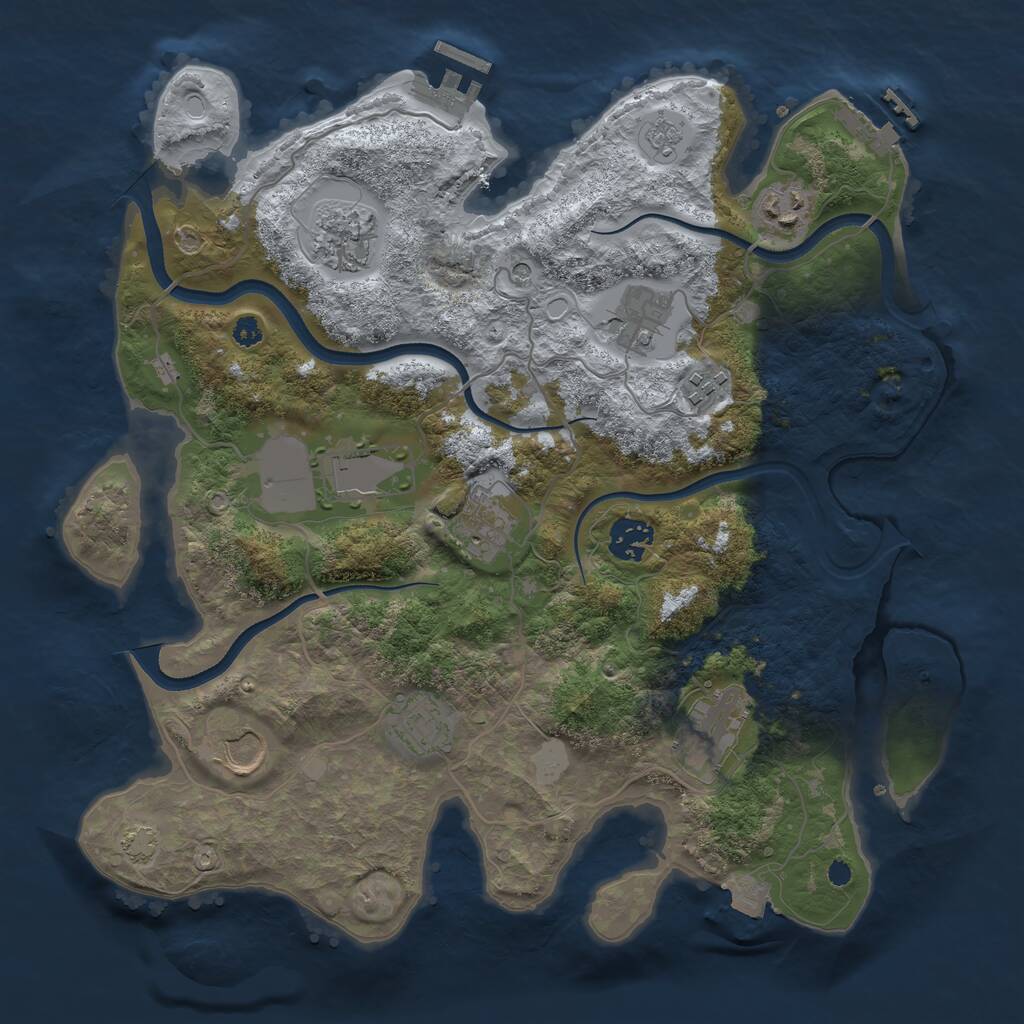 Rust Map: Procedural Map, Size: 3500, Seed: 1560197678, 16 Monuments