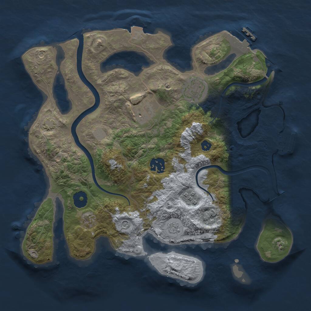 Rust Map: Procedural Map, Size: 3000, Seed: 1342411249, 10 Monuments