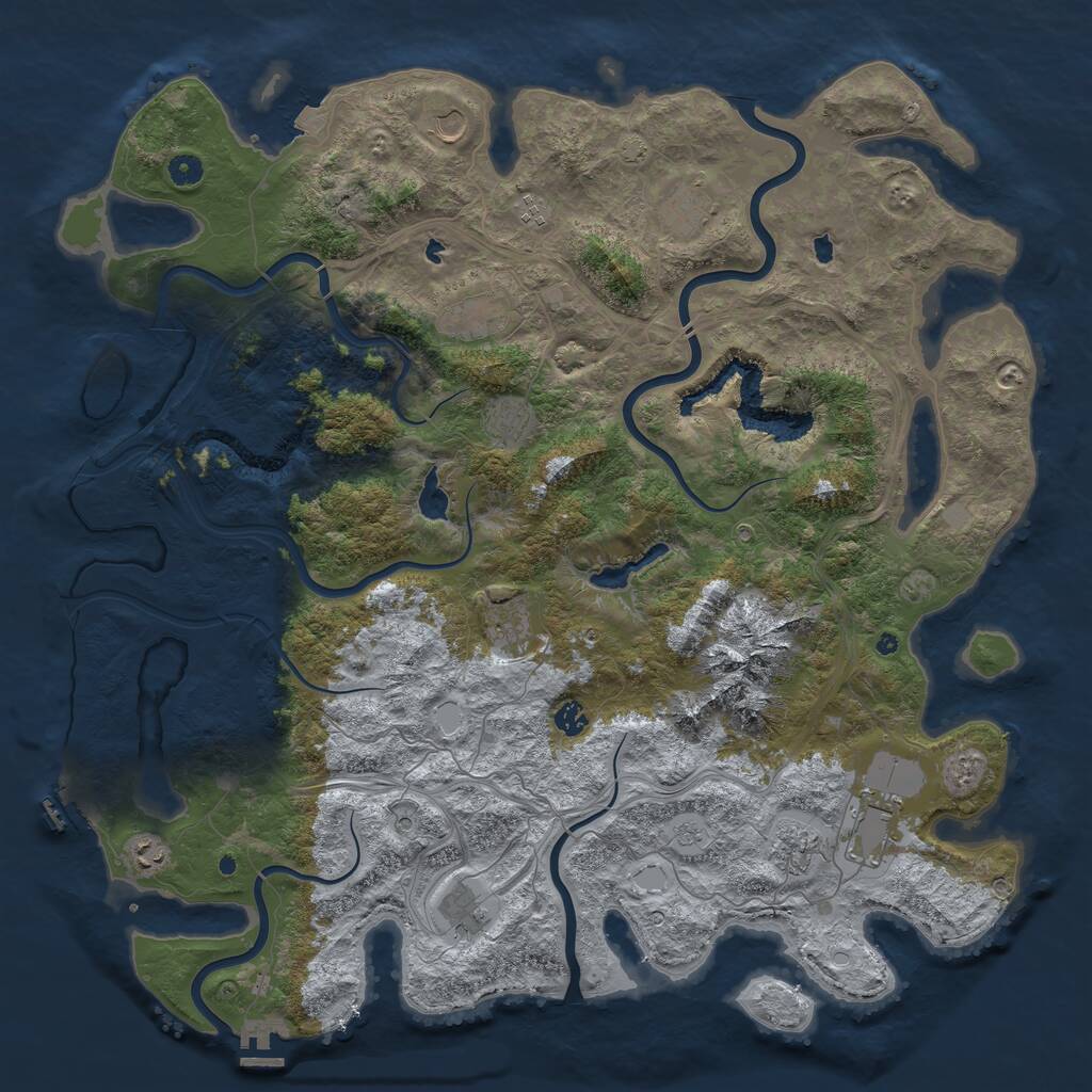 Rust Map: Procedural Map, Size: 5000, Seed: 1955, 17 Monuments