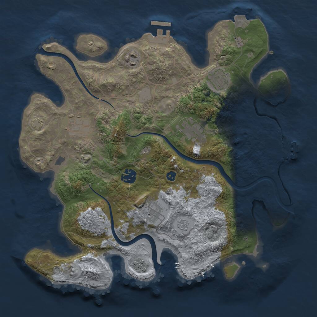 Rust Map: Procedural Map, Size: 3200, Seed: 949406784, 13 Monuments
