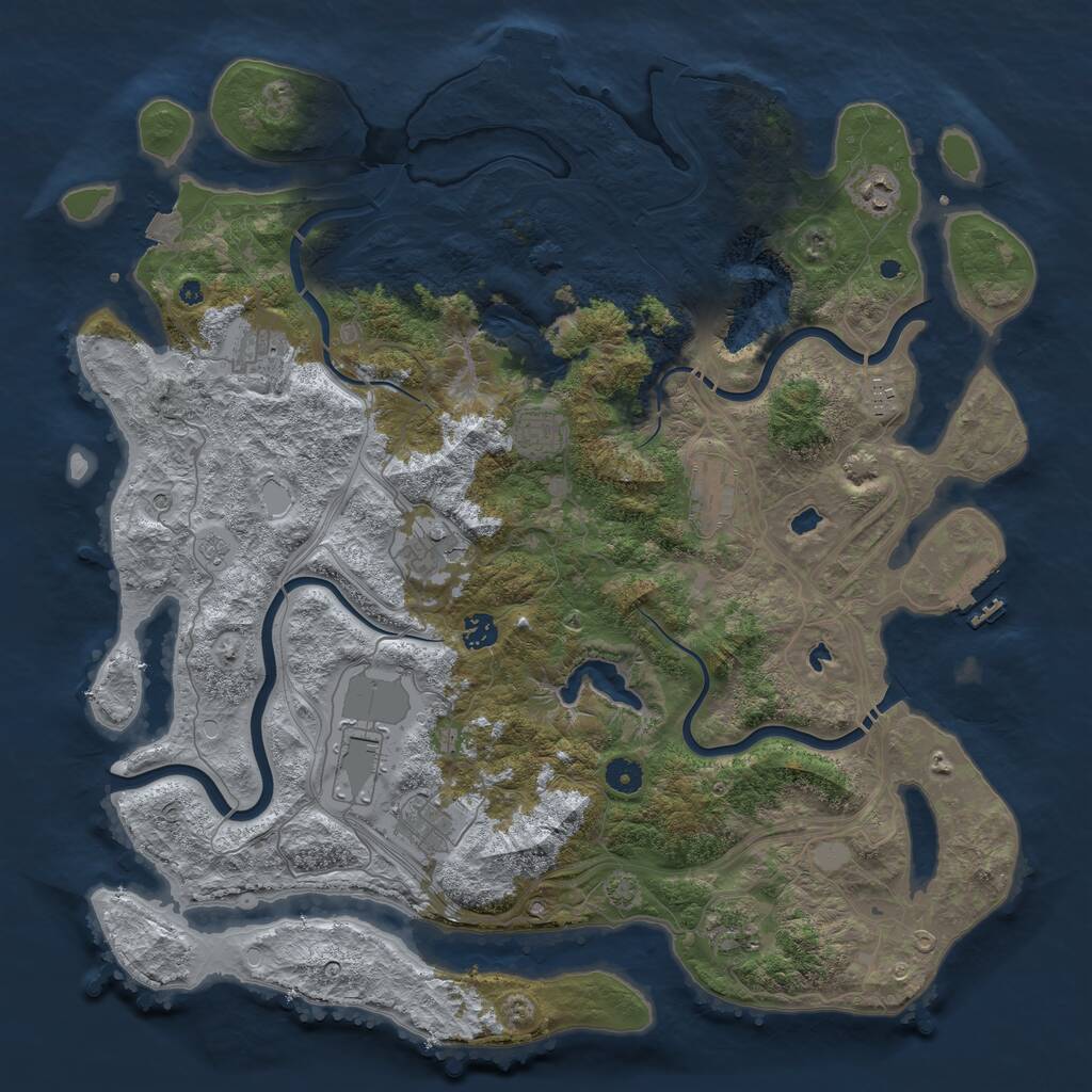 Rust Map: Procedural Map, Size: 4500, Seed: 6316883, 16 Monuments