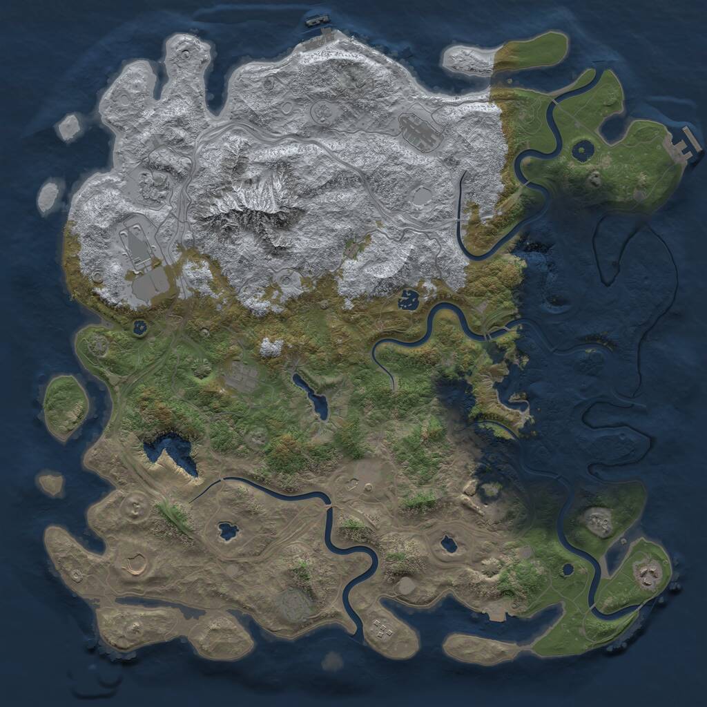 Rust Map: Procedural Map, Size: 5000, Seed: 293, 17 Monuments