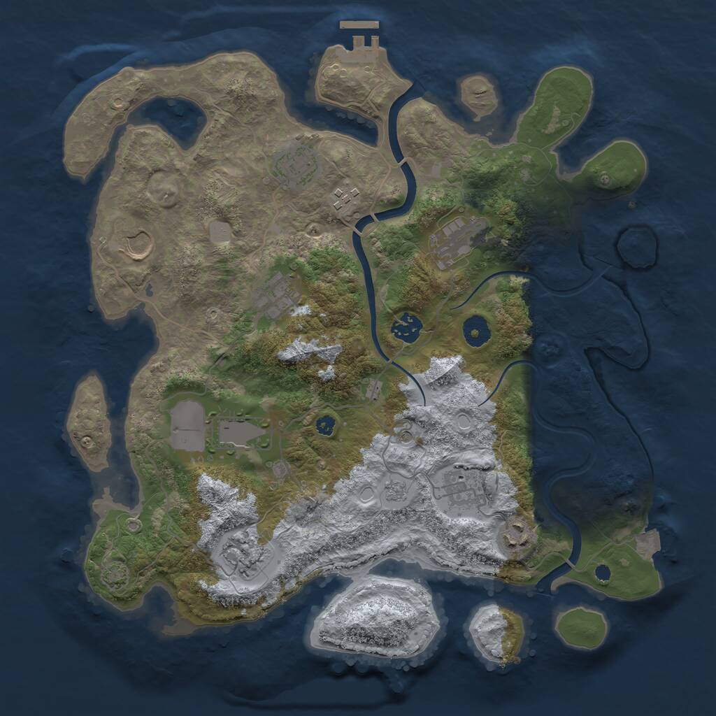 Rust Map: Procedural Map, Size: 3700, Seed: 1153980438, 15 Monuments