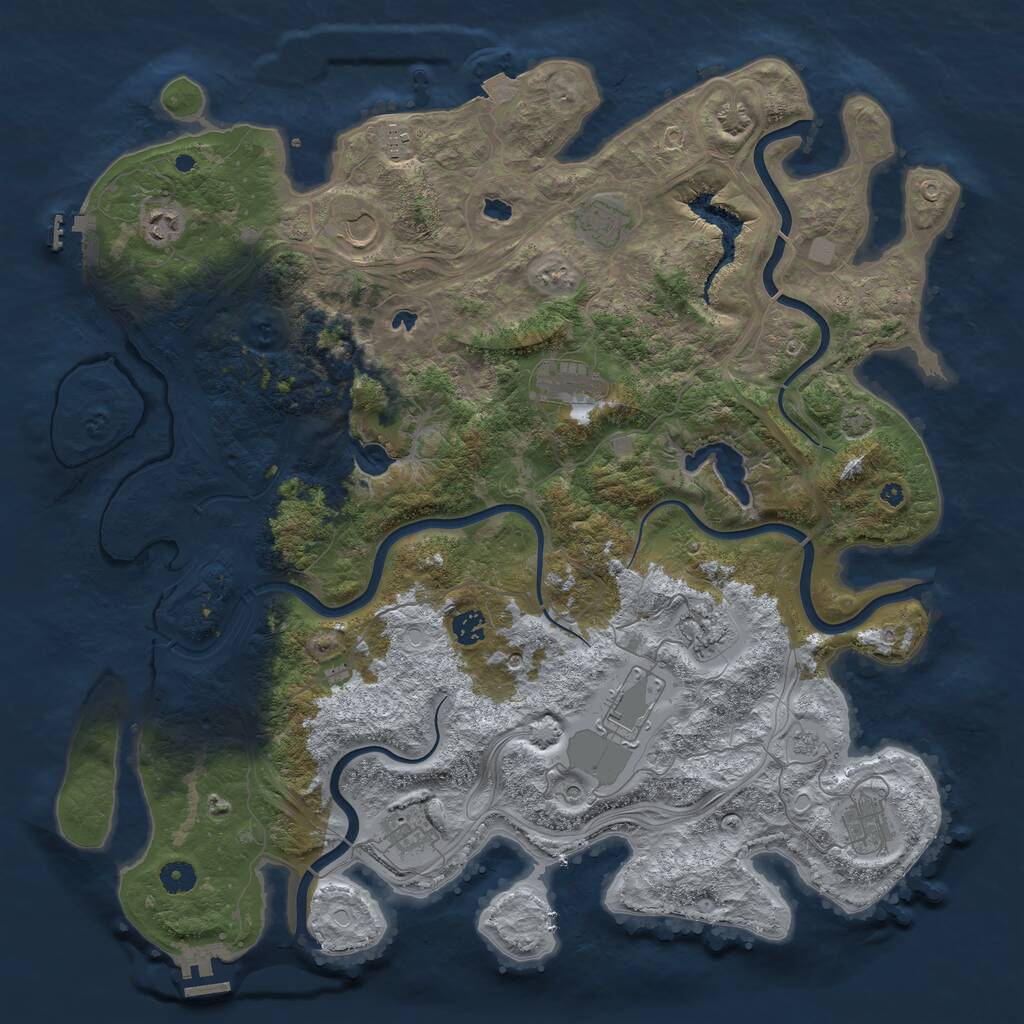 Rust Map: Procedural Map, Size: 4500, Seed: 29517248, 16 Monuments