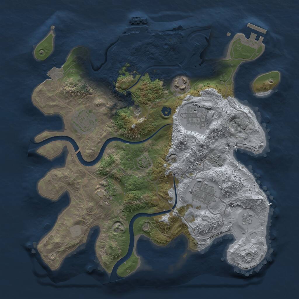 Rust Map: Procedural Map, Size: 3000, Seed: 545811, 12 Monuments