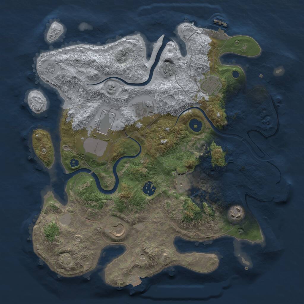 Rust Map: Procedural Map, Size: 3500, Seed: 951786, 14 Monuments