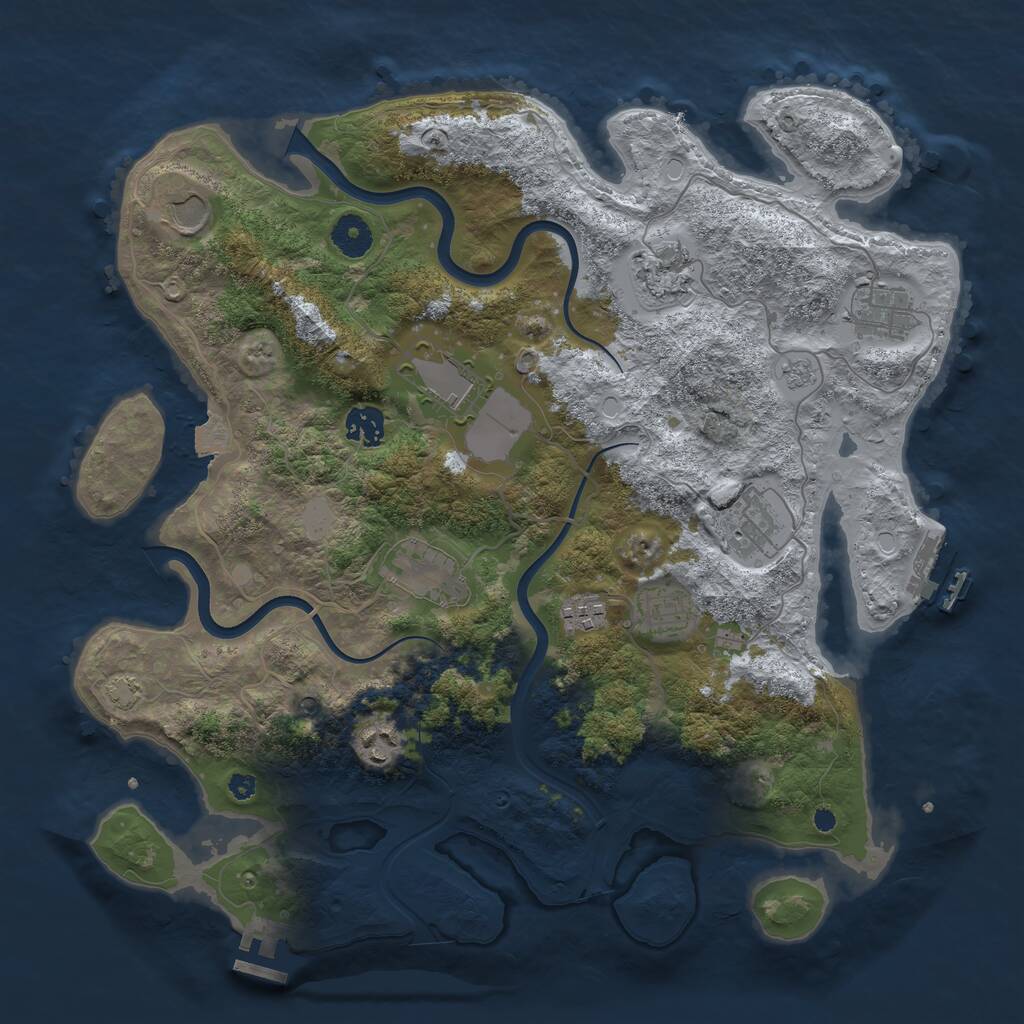 Rust Map: Procedural Map, Size: 3800, Seed: 756922506, 16 Monuments