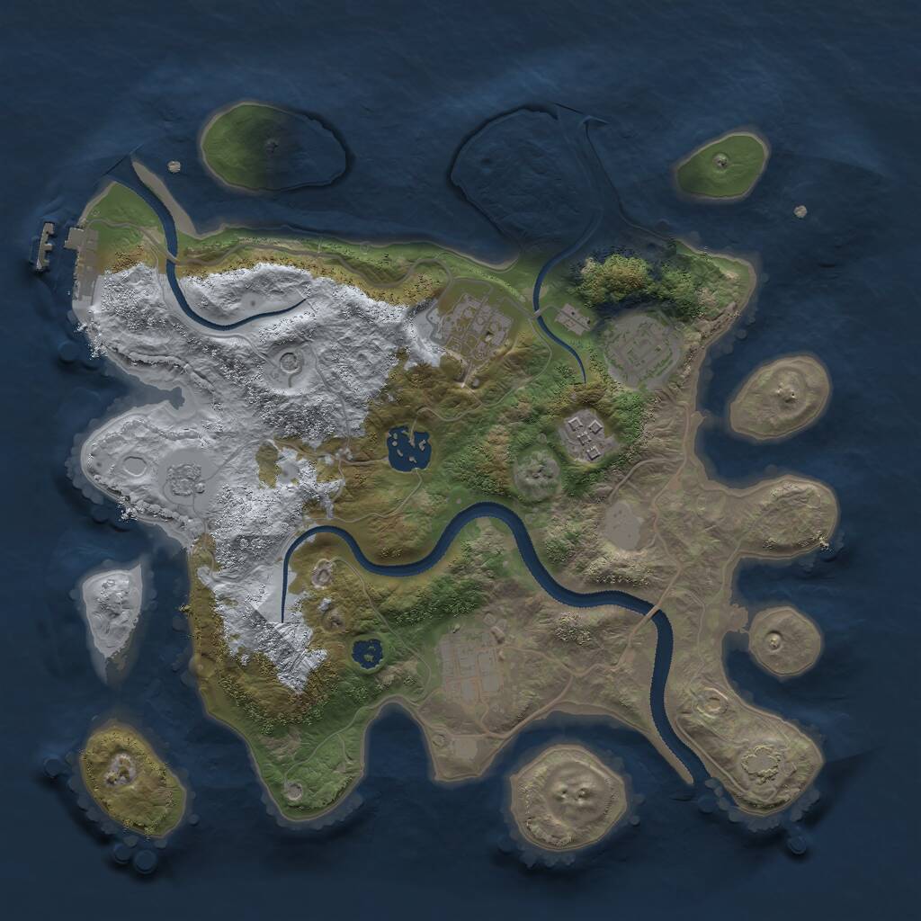 Rust Map: Procedural Map, Size: 3000, Seed: 9994, 10 Monuments