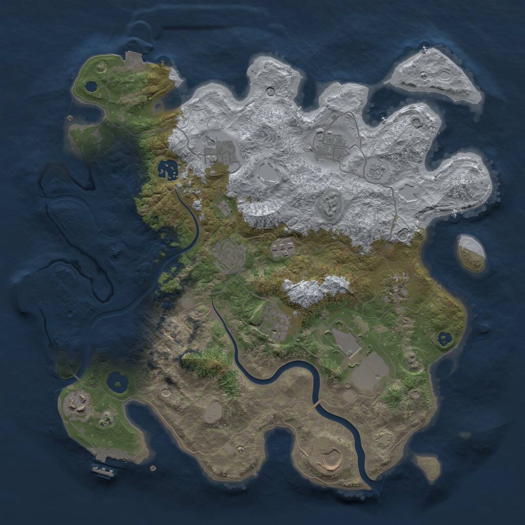 Rust Map: Procedural Map, Size: 3700, Seed: 65725499, 16 Monuments