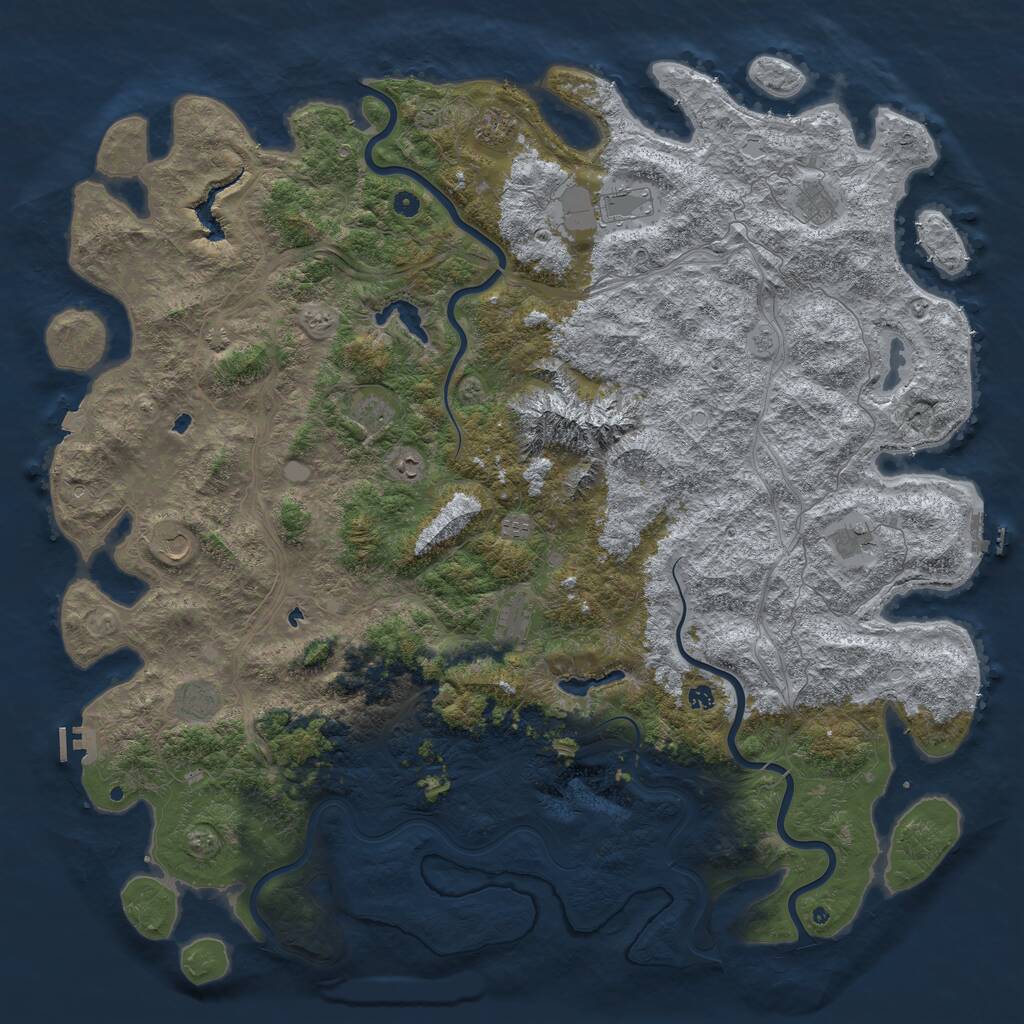Rust Map: Procedural Map, Size: 6000, Seed: 789632145, 17 Monuments