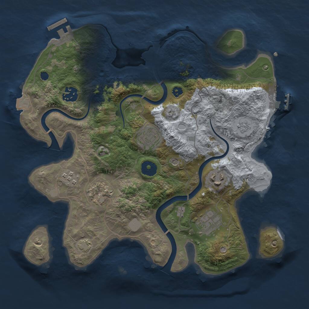 Rust Map: Procedural Map, Size: 3000, Seed: 1078096327, 12 Monuments