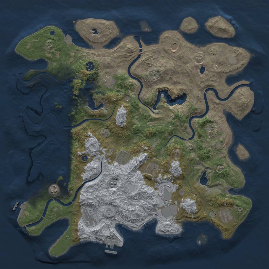 Rust Map: Procedural Map, Size: 4500, Seed: 1290692136, 17 Monuments