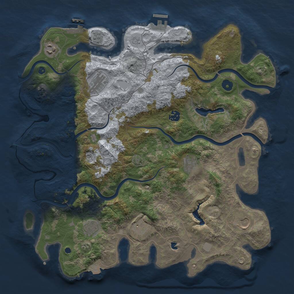 Rust Map: Procedural Map, Size: 4000, Seed: 53341195, 14 Monuments