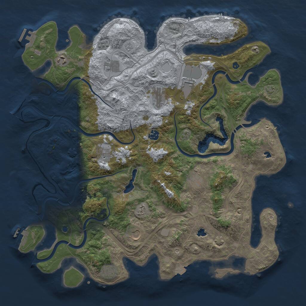 Rust Map: Procedural Map, Size: 4500, Seed: 956642827, 16 Monuments