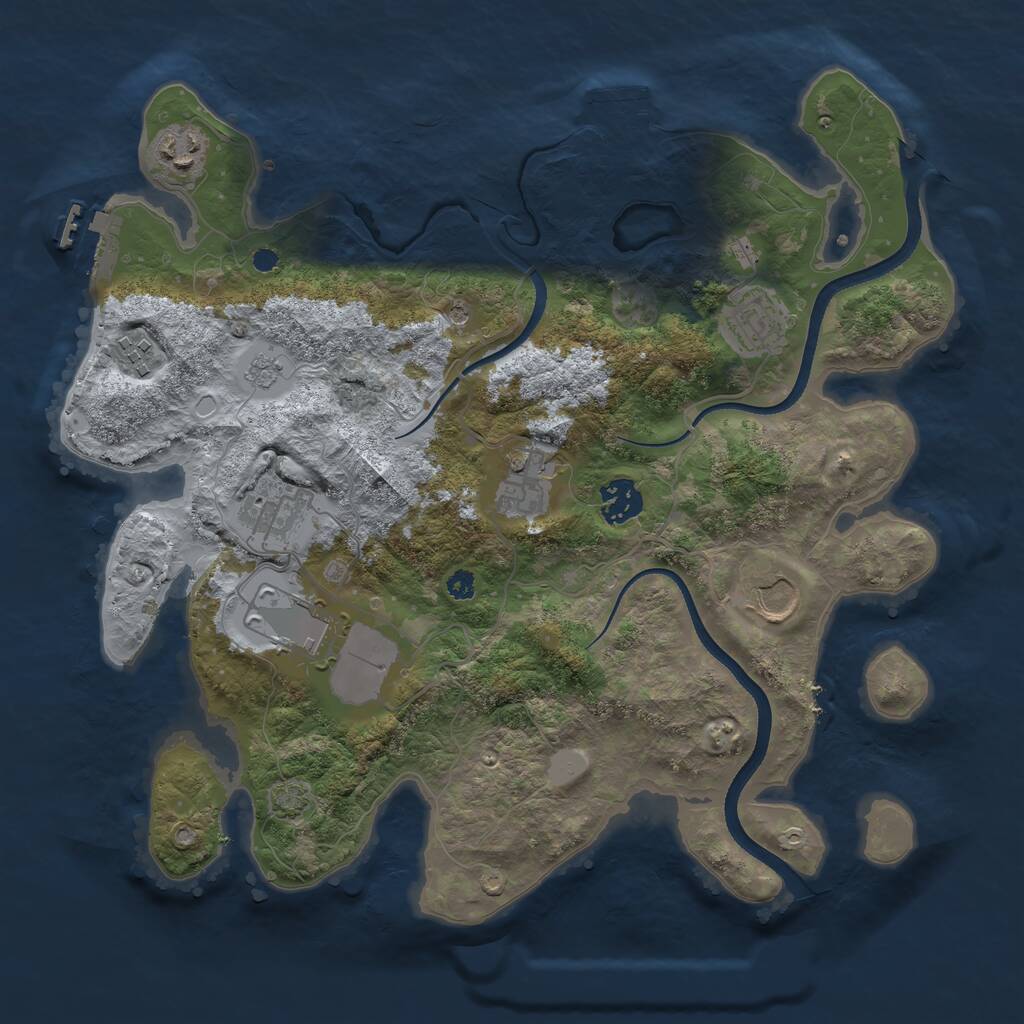 Rust Map: Procedural Map, Size: 3500, Seed: 3121989, 14 Monuments