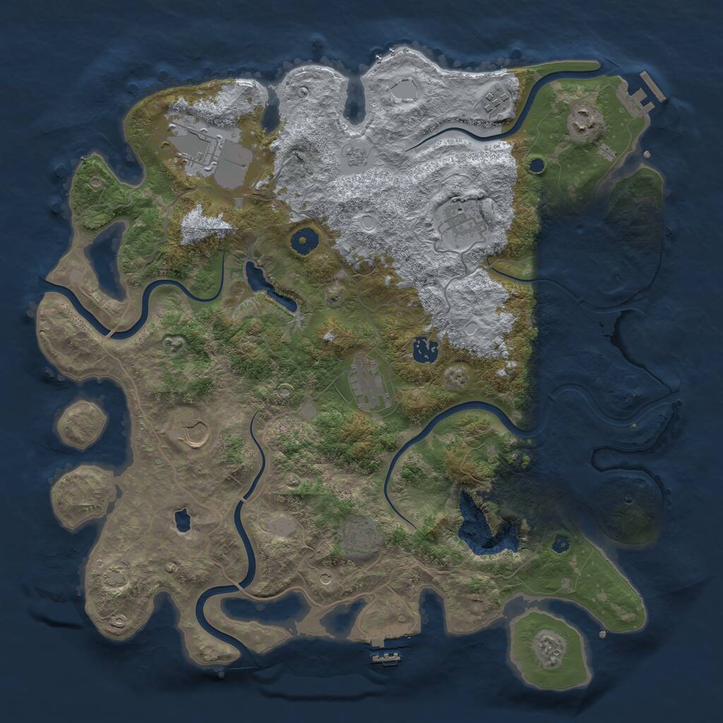 Rust Map: Procedural Map, Size: 4100, Seed: 2000585463, 14 Monuments