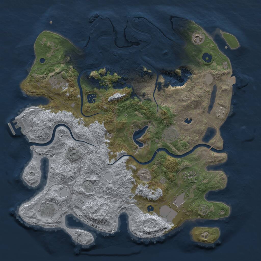Rust Map: Procedural Map, Size: 4000, Seed: 2009060474, 14 Monuments