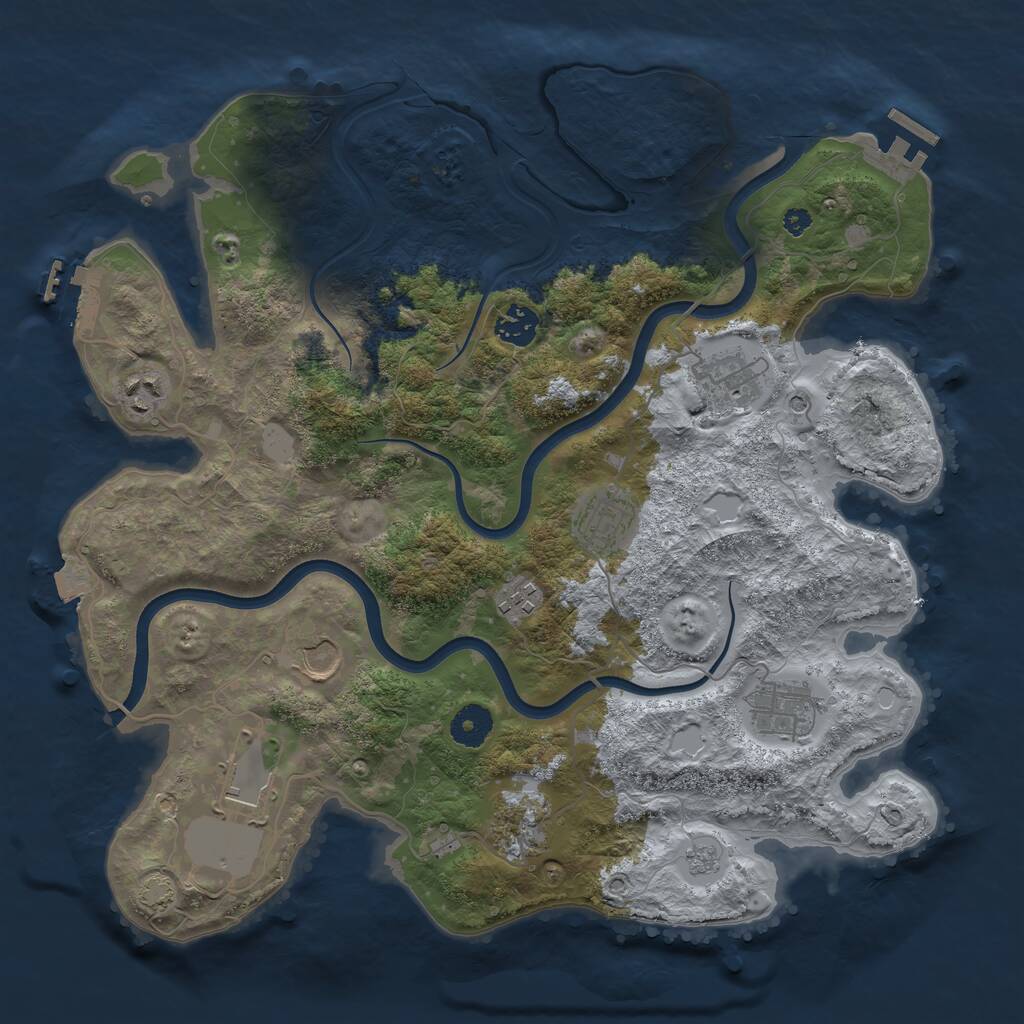 Rust Map: Procedural Map, Size: 3700, Seed: 1827170647, 15 Monuments