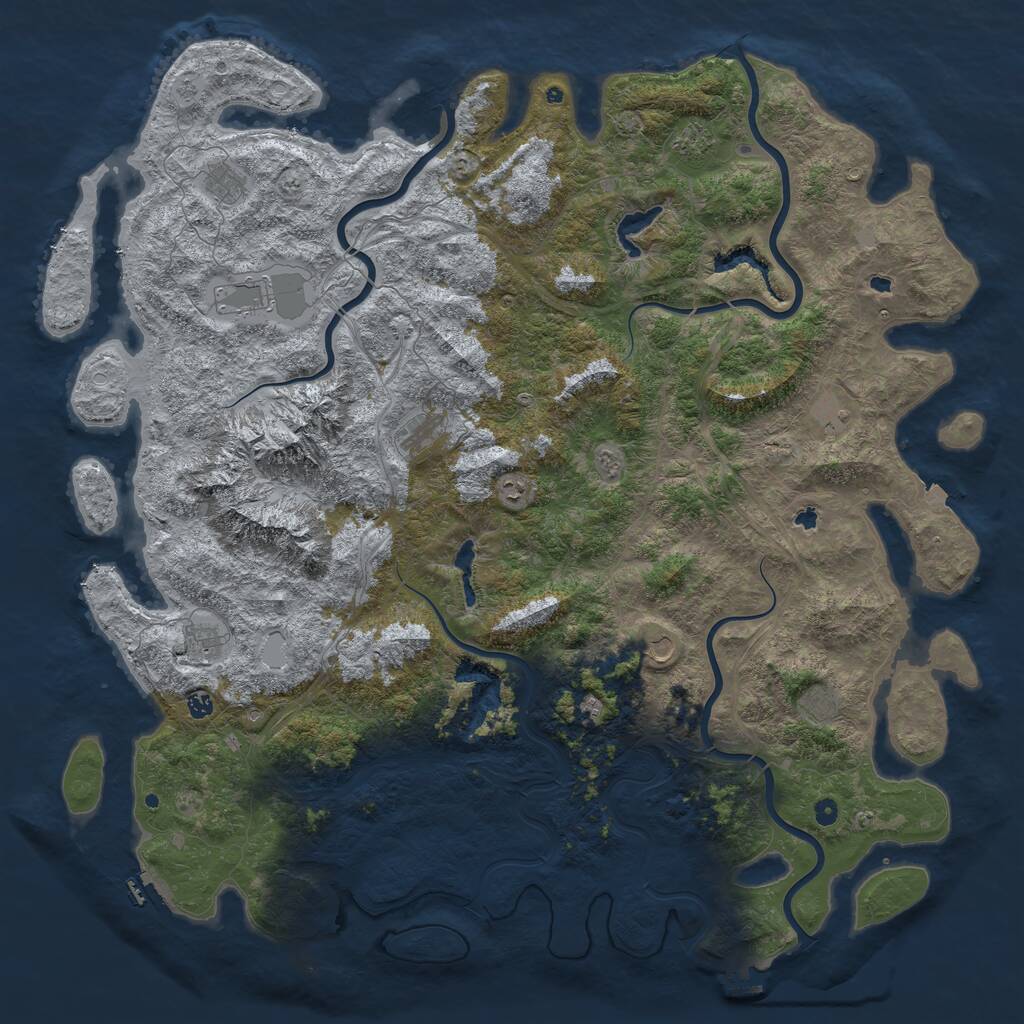 Rust Map: Procedural Map, Size: 6000, Seed: 50005, 17 Monuments