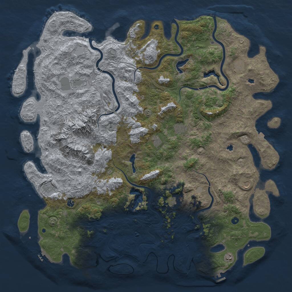 Rust Map: Procedural Map, Size: 6000, Seed: 50005, 17 Monuments