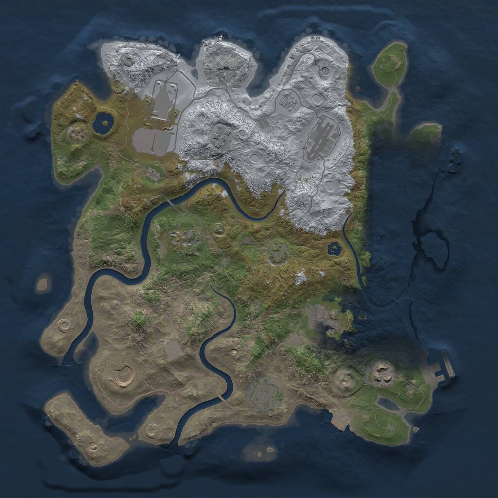Rust Map: Procedural Map, Size: 3500, Seed: 3692871, 14 Monuments