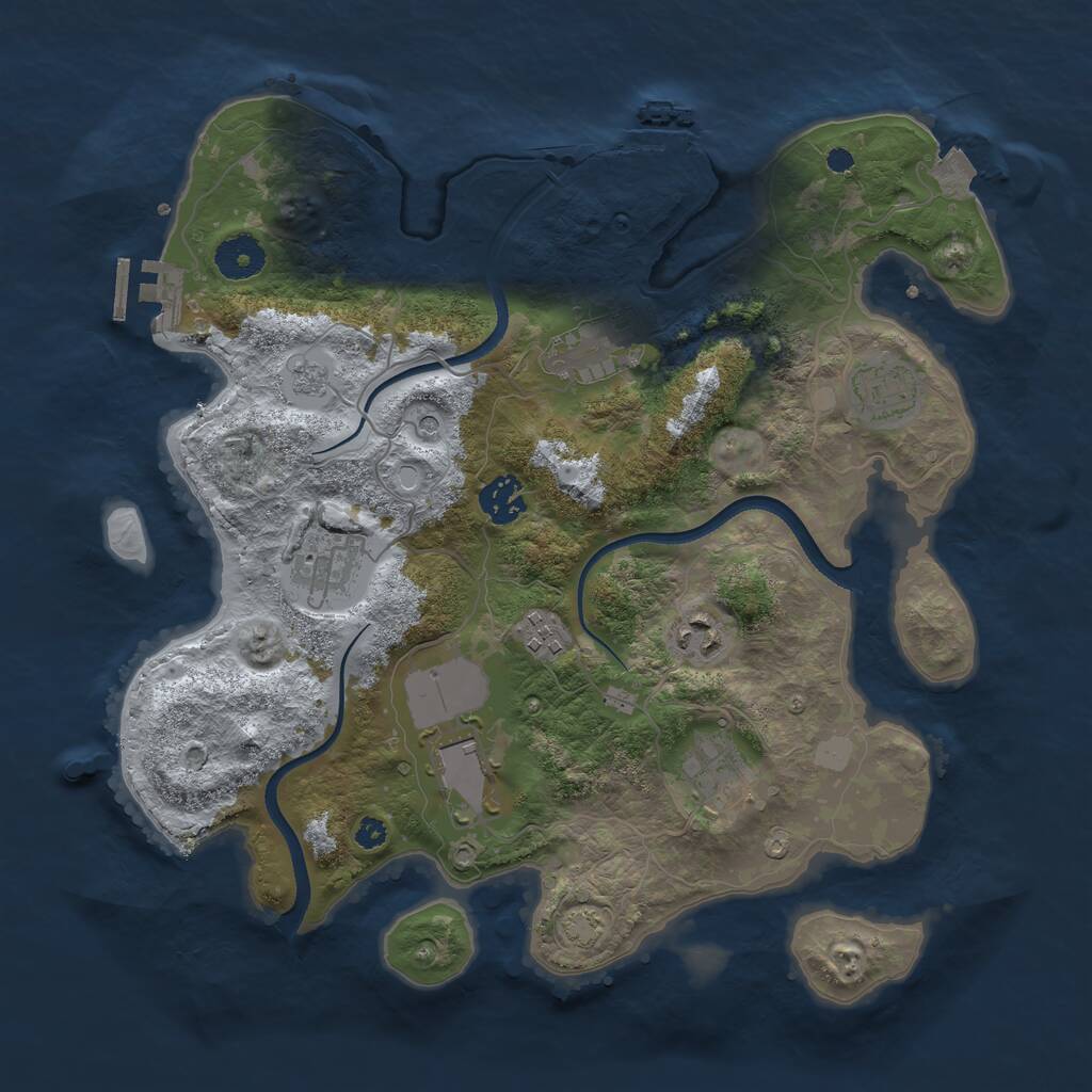 Rust Map: Procedural Map, Size: 3500, Seed: 833000611, 14 Monuments