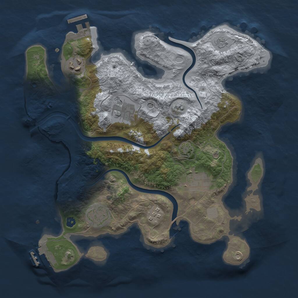 Rust Map: Procedural Map, Size: 3000, Seed: 570663, 11 Monuments