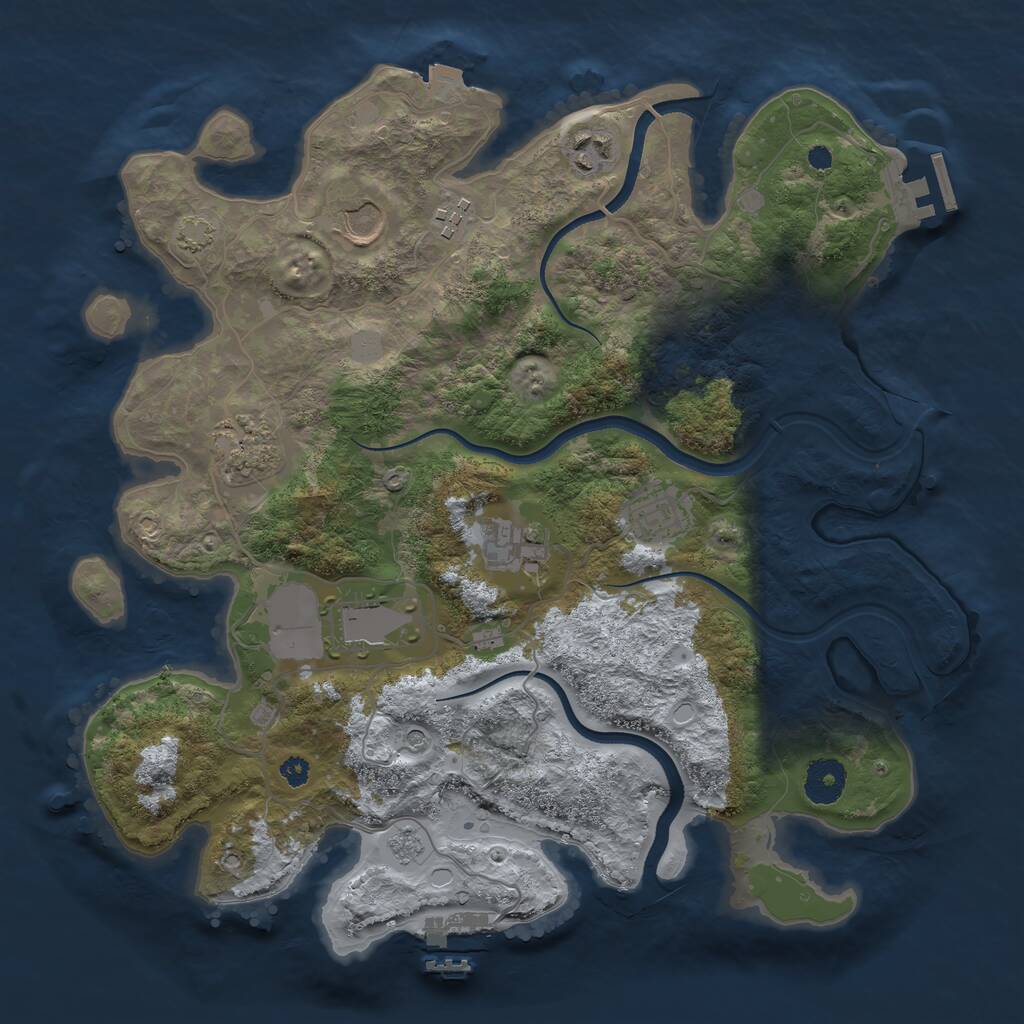 Rust Map: Procedural Map, Size: 3500, Seed: 1989681626, 13 Monuments