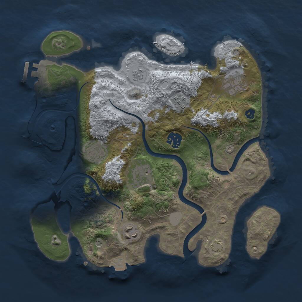 Rust Map: Procedural Map, Size: 3000, Seed: 2033138301, 11 Monuments