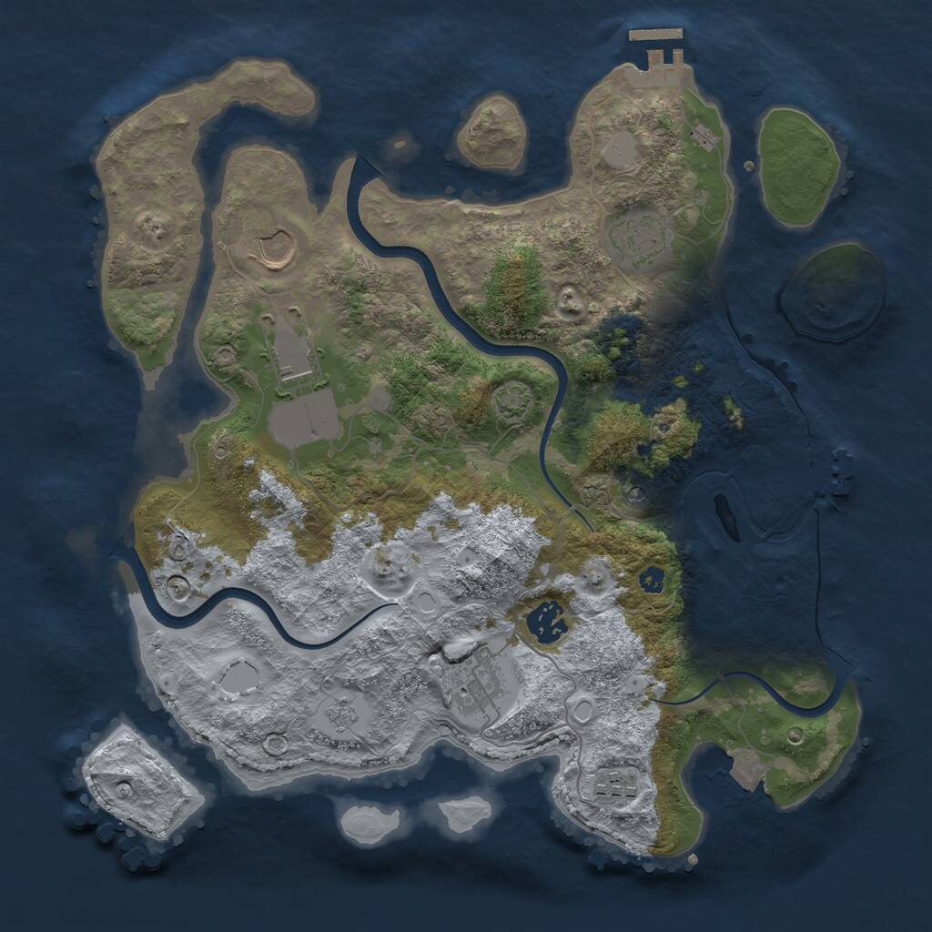 Rust Map: Procedural Map, Size: 3500, Seed: 265293, 12 Monuments
