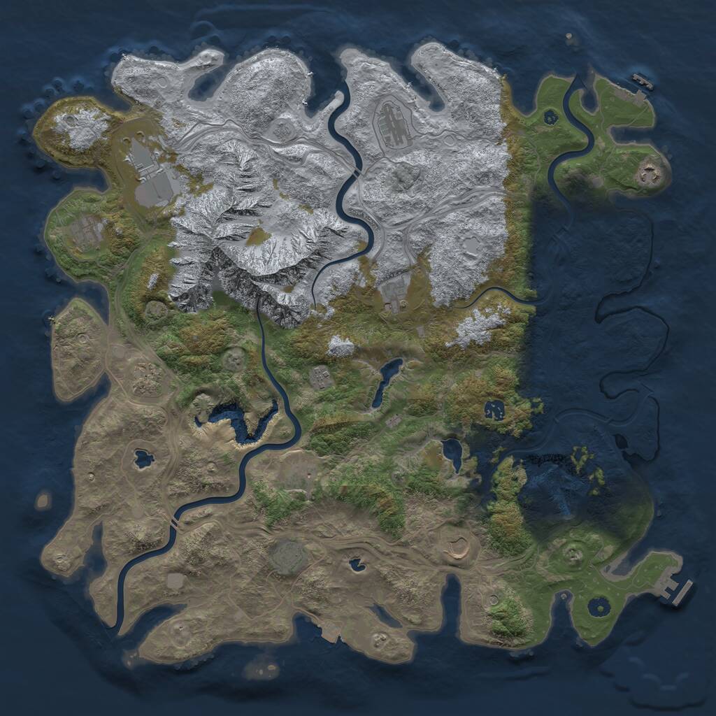 Rust Map: Procedural Map, Size: 5000, Seed: 3692871, 17 Monuments