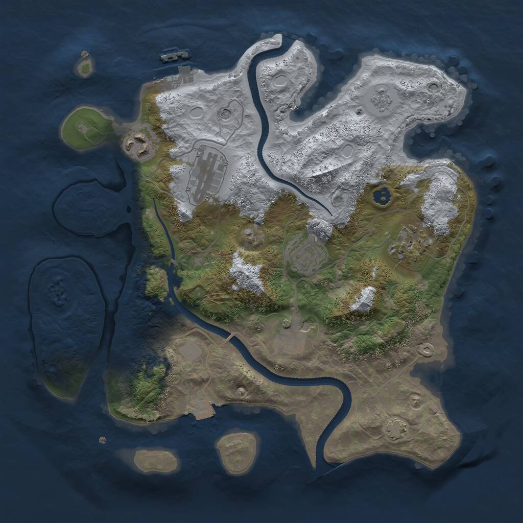 Rust Map: Procedural Map, Size: 3000, Seed: 28545, 10 Monuments