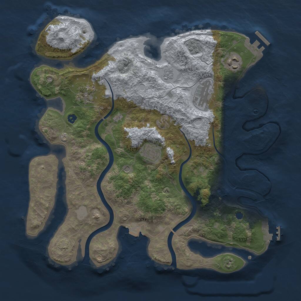 Rust Map: Procedural Map, Size: 3300, Seed: 873615511, 11 Monuments
