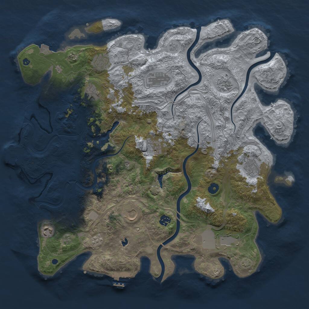 Rust Map: Procedural Map, Size: 4300, Seed: 614006, 17 Monuments