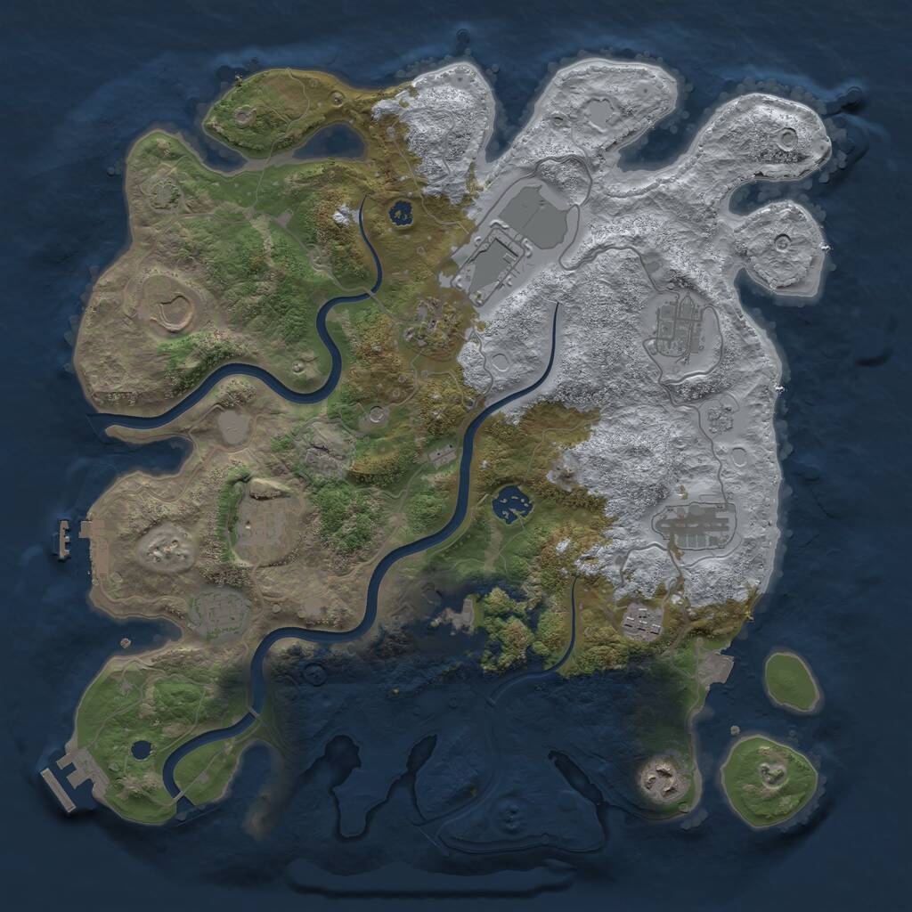 Rust Map: Procedural Map, Size: 3750, Seed: 48721438, 17 Monuments
