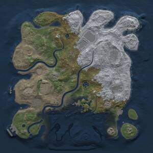 Thumbnail Rust Map: Procedural Map, Size: 3750, Seed: 48721438, 17 Monuments