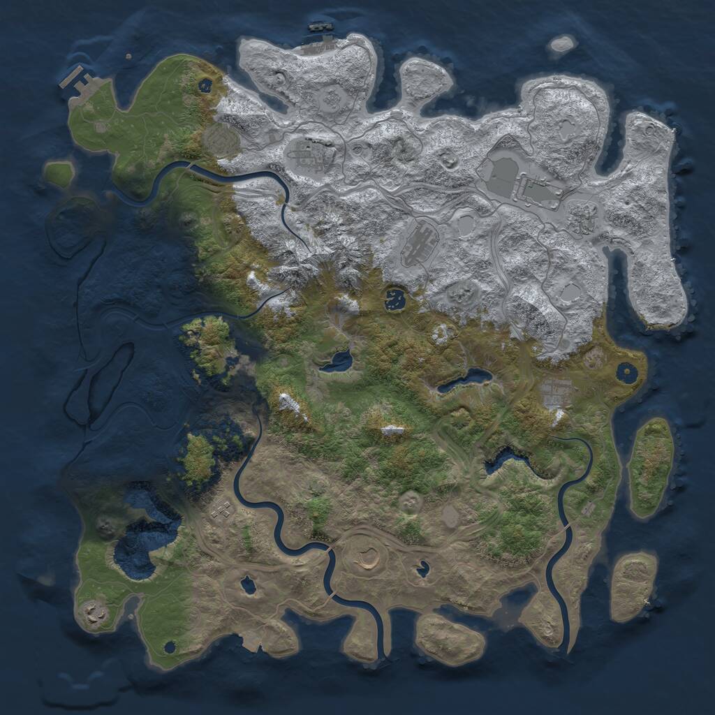 Rust Map: Procedural Map, Size: 5000, Seed: 11011412, 17 Monuments